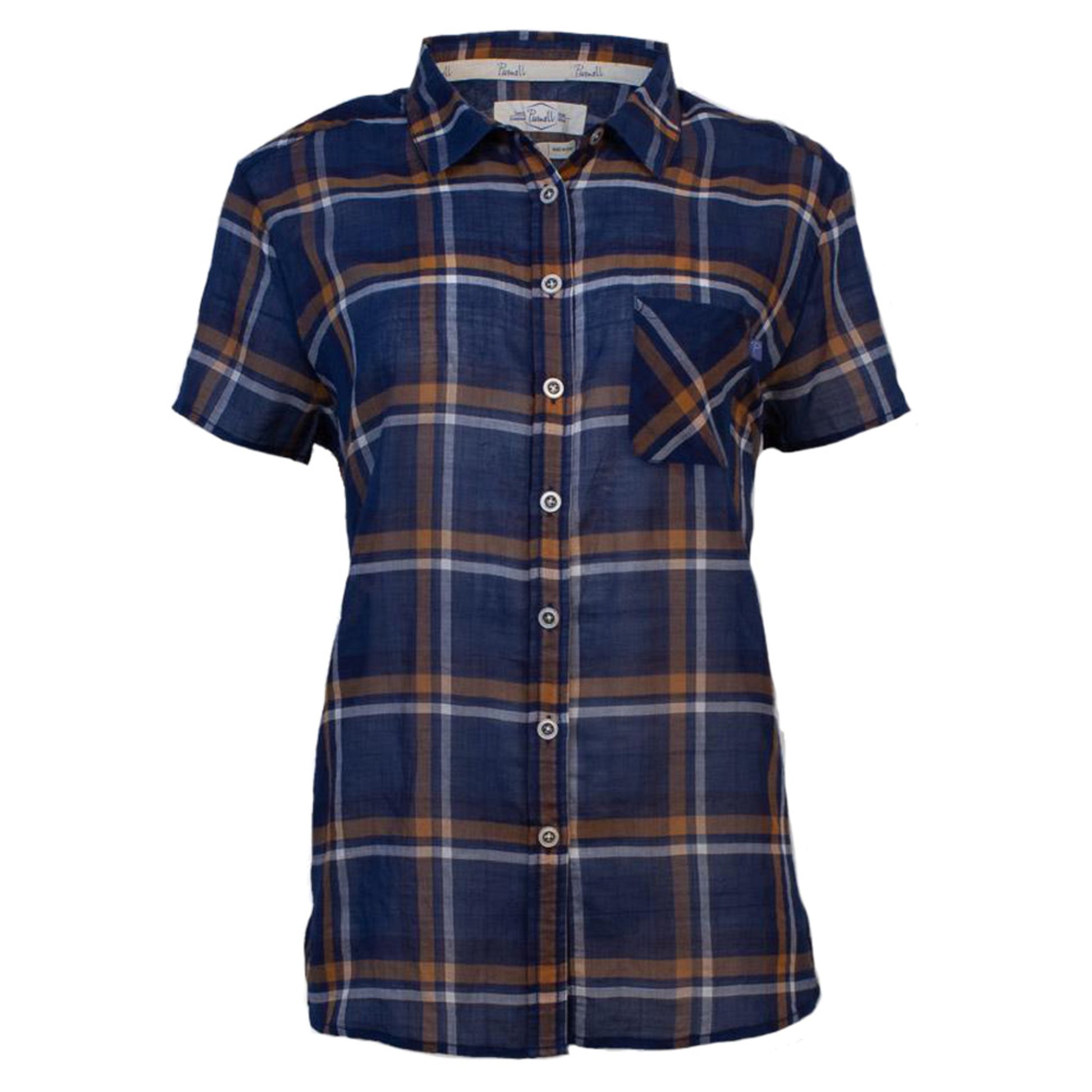 Purnell Madras Women's SS Shirt - NAVY PLAID - XL