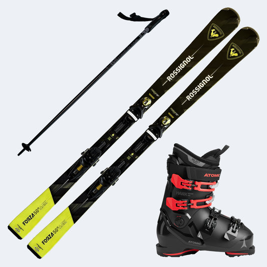 2026 Rossignol Forza 50 V Skis with Atomic Hawx Magna 100 Boots and Poles