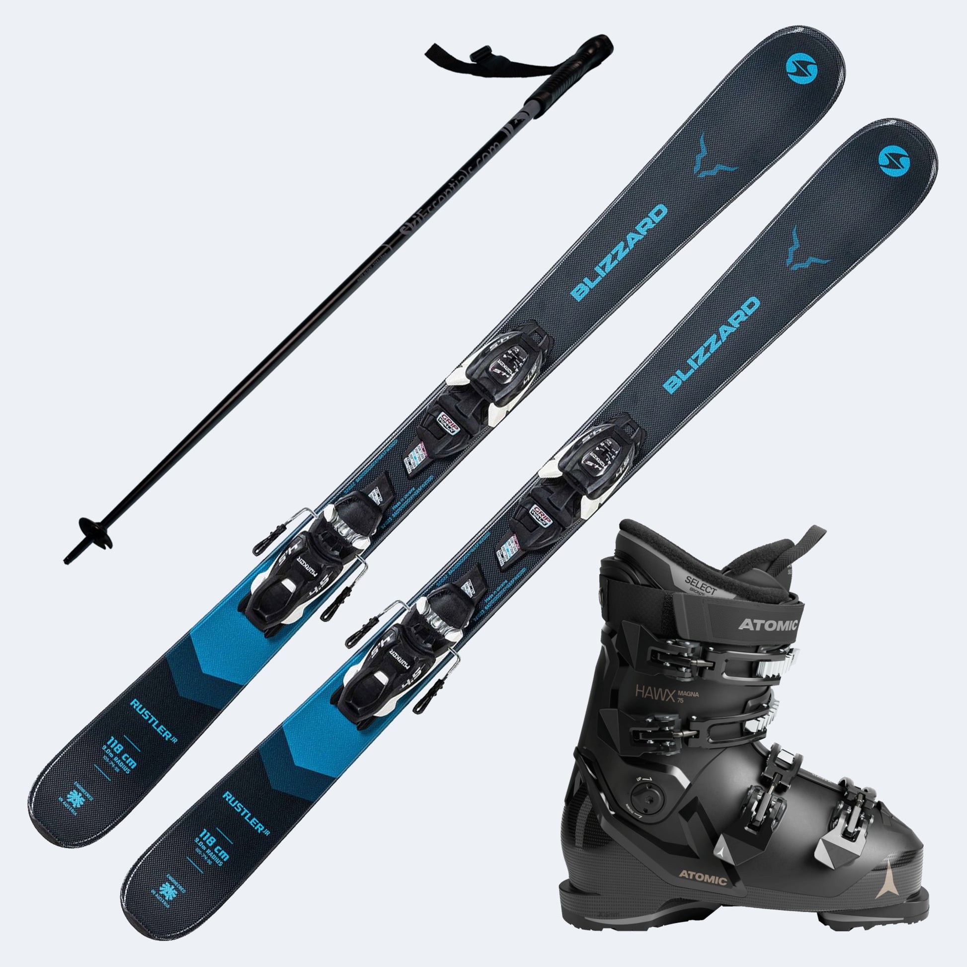 2026 Blizzard Rustler Twin Junior Skis with Atomic Hawx Magna 75 Boots and Poles