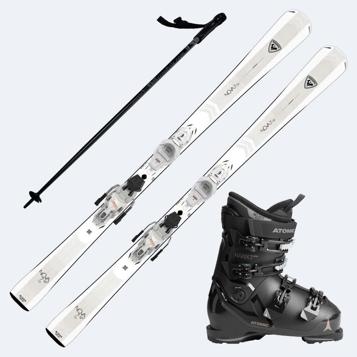 2026 Rossignol Nova 7 LTD Women's Skis with Atomic Hawx Magna 75 Boots and Poles