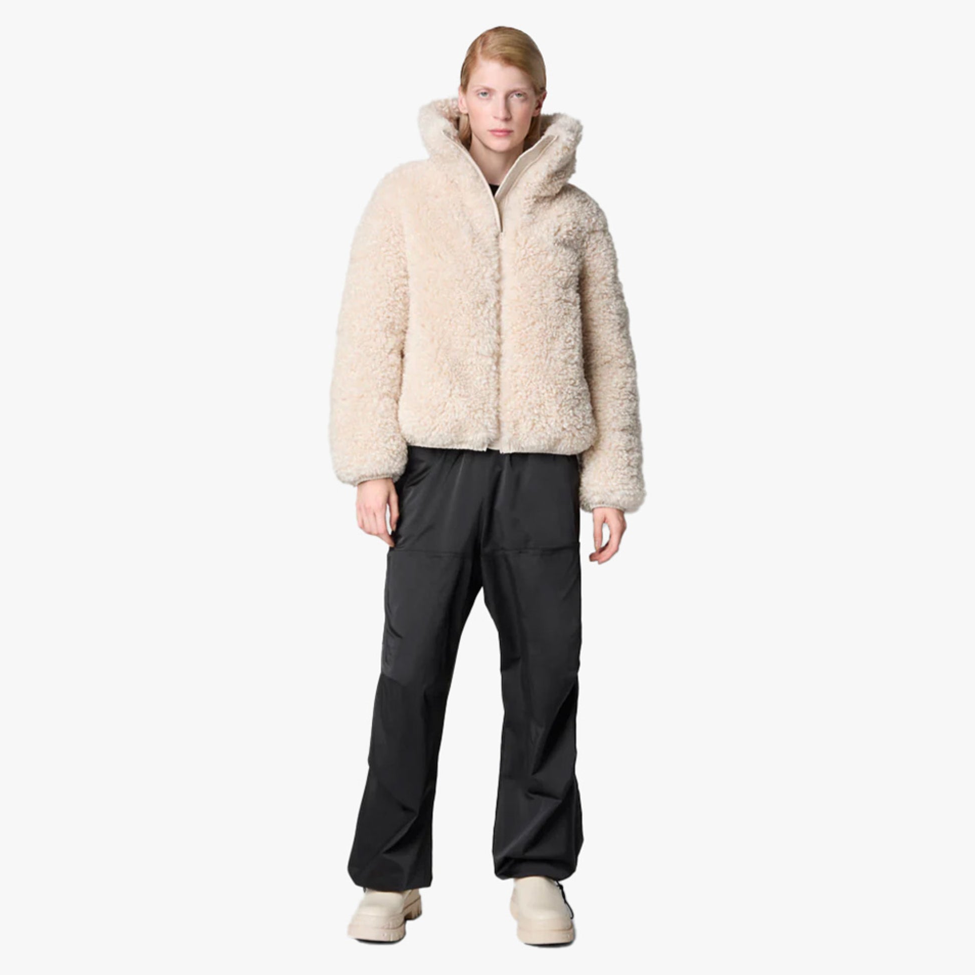 Save The Duck Kennie Insulated Faux Shearling Women's Jacket - Shore Beige - 4