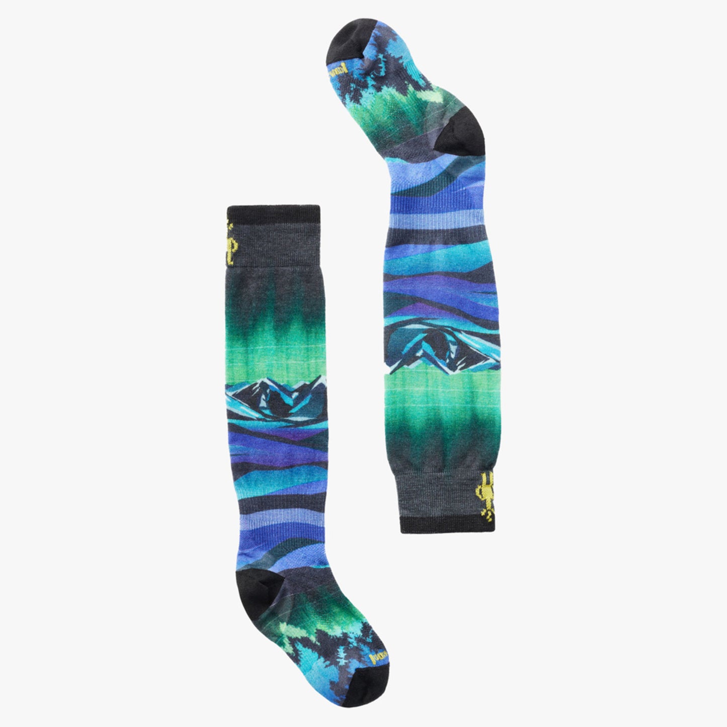 Smartwool Junior Ski Zero Cushion Aurora Flash Print OTC Socks - Black - XL