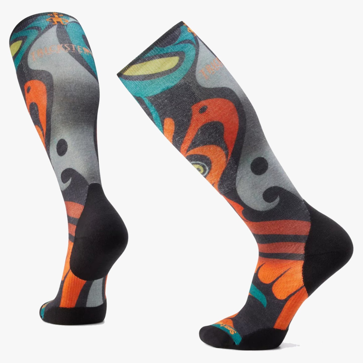 Smartwool Targeted Cushion Trickster Print Men's OTC Ski Sock - Black - XL