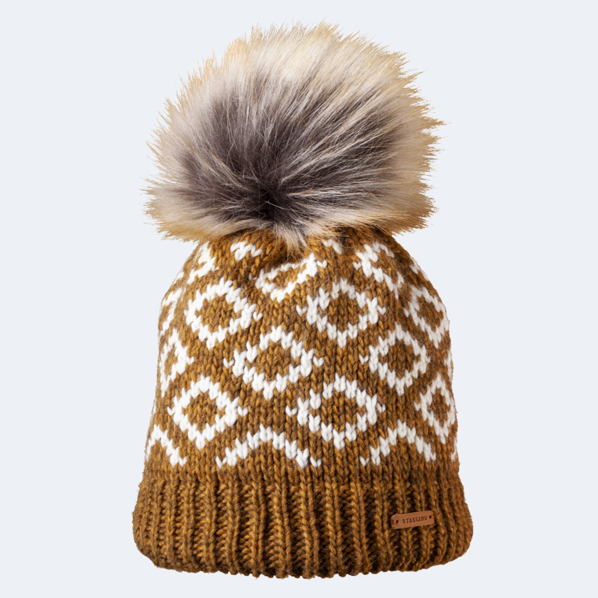 Starling Raven Faux Fur Pom Beanie