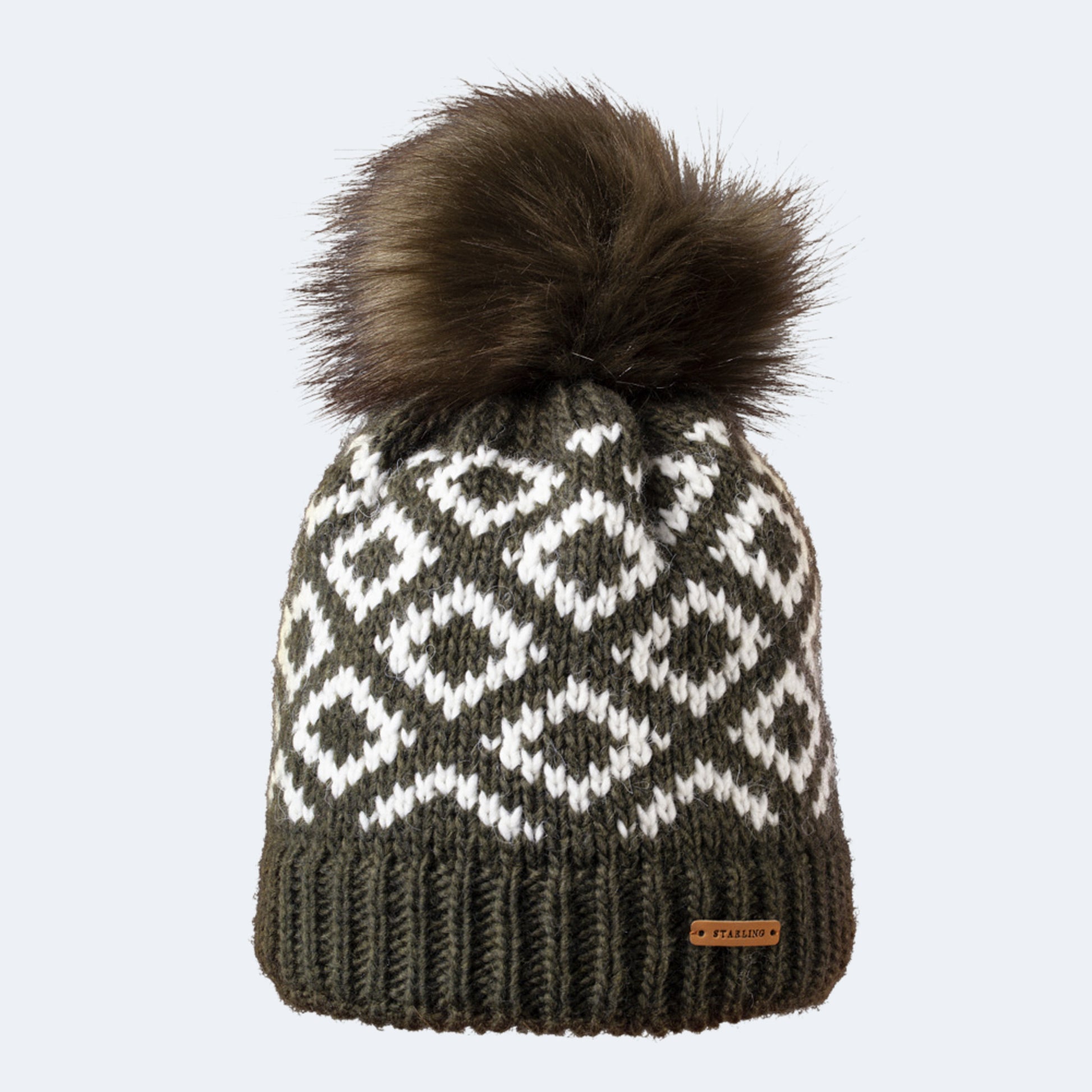 Starling Raven Faux Fur Pom Beanie