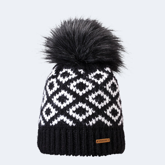 Starling Raven Faux Fur Pom Beanie