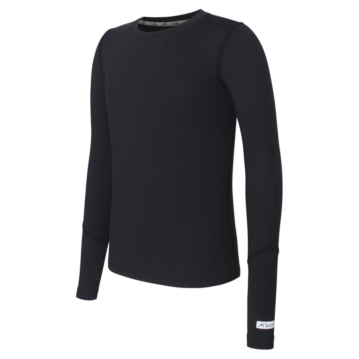 Terramar Kid's Thermolator Crew Top - BLACK - XS