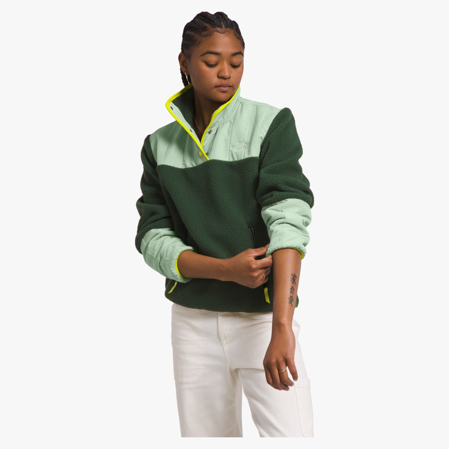 The North Face Cragmont Women's Fleece 1/4 Snap - Pine Needle Misty Sage Sulphur Spring Green - XXL