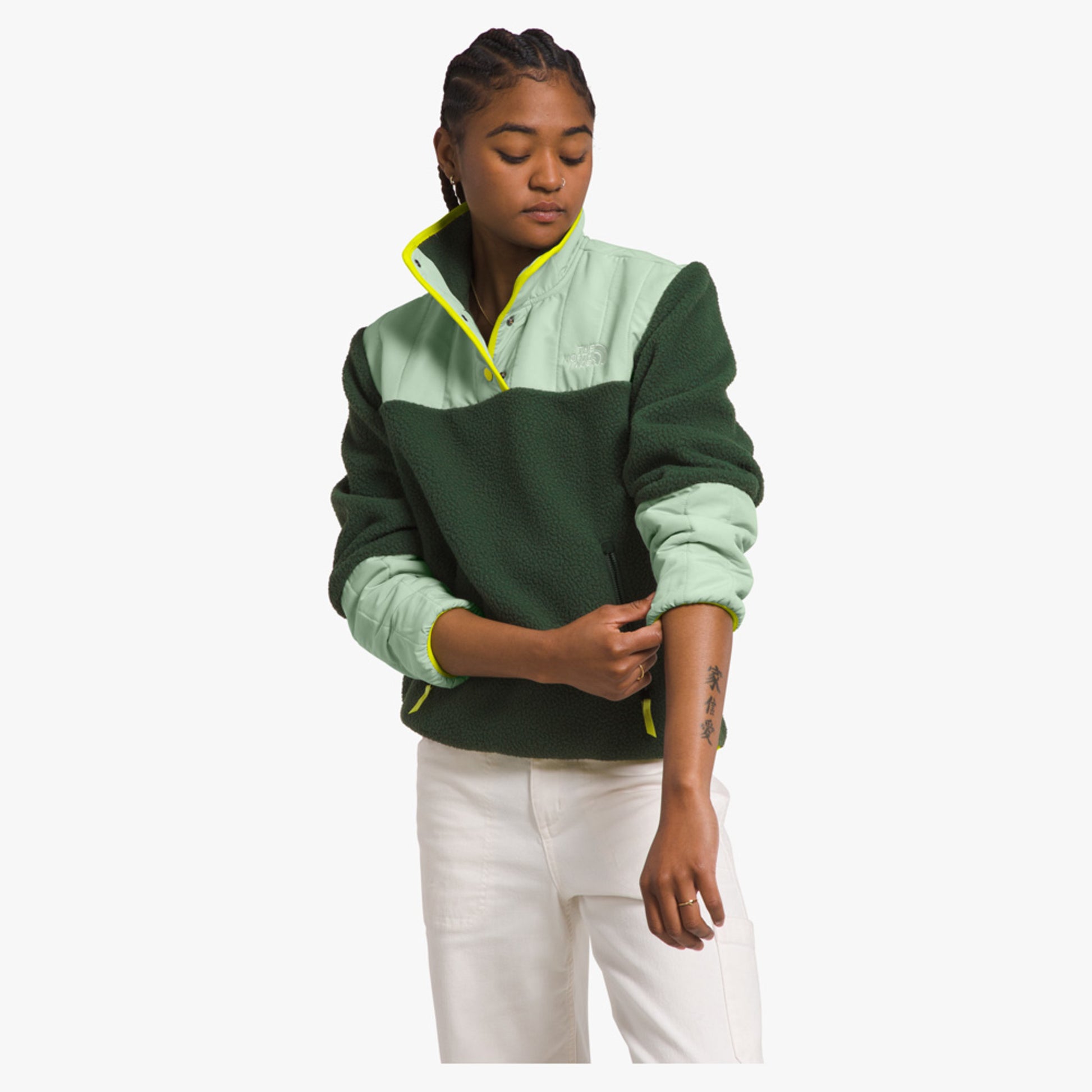 The North Face Cragmont Women's Fleece 1/4 Snap - Pine Needle Misty Sage Sulphur Spring Green - XXL
