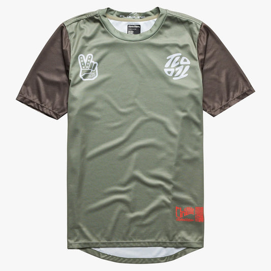 Troy Lee Designs Flowline SS Youth Jersey - Flipped Olive - XL