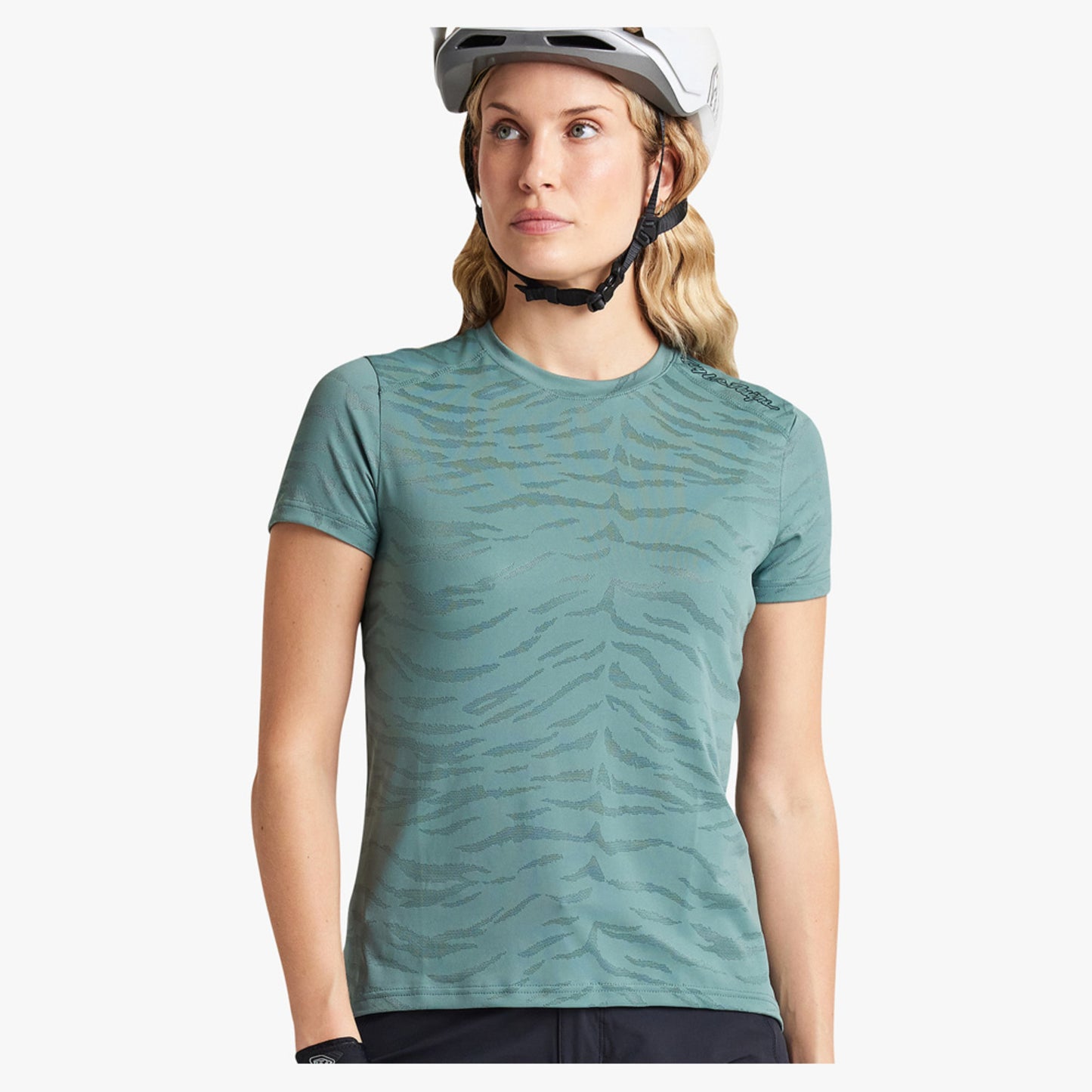 Troy Lee Designs Lilium LS Women's Jersey - Tiger Jacquard Steel Green - XL