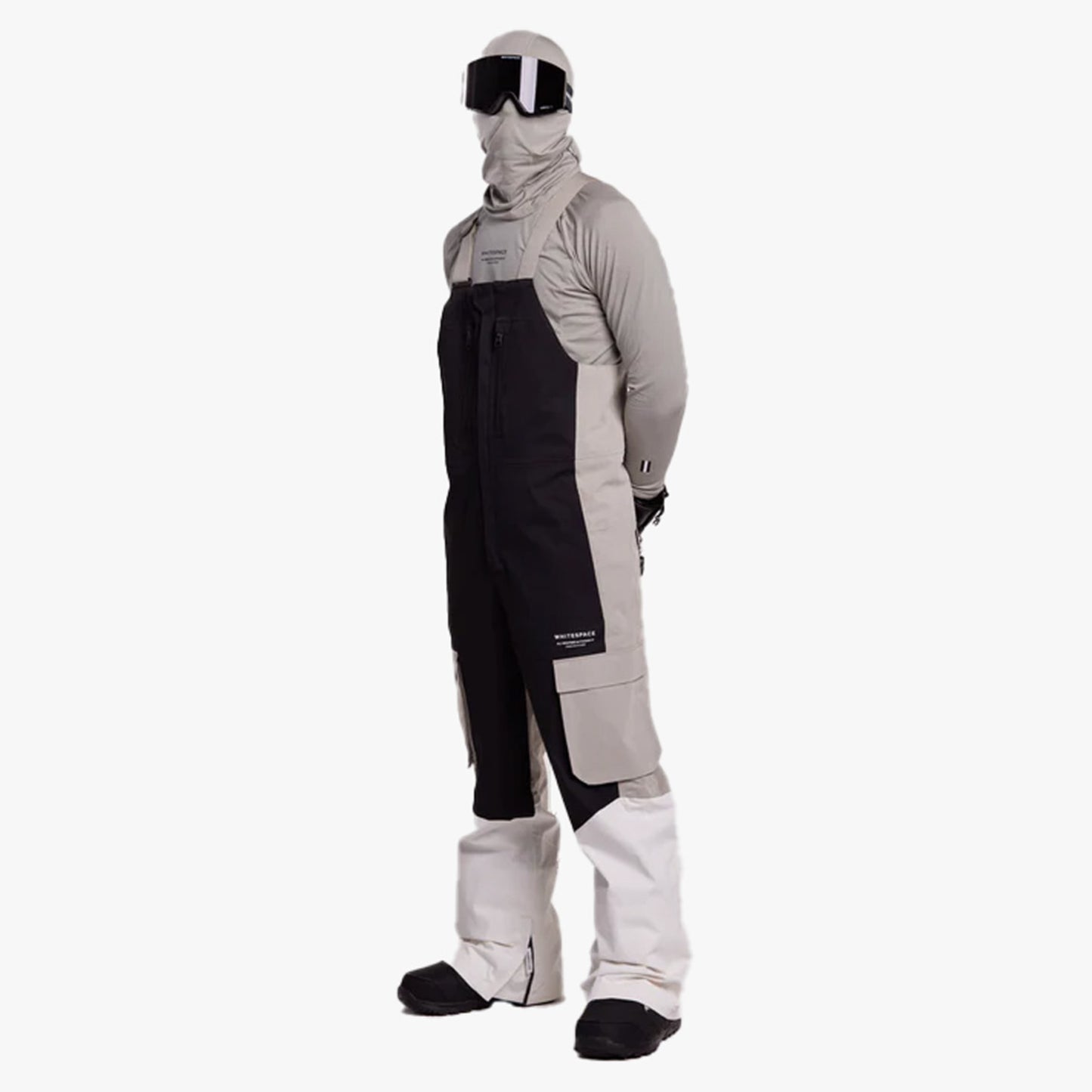 Whitespace 2L Insulated Cargo Men's Bib Pant - Warm White/Fog Khaki/Black - XXL