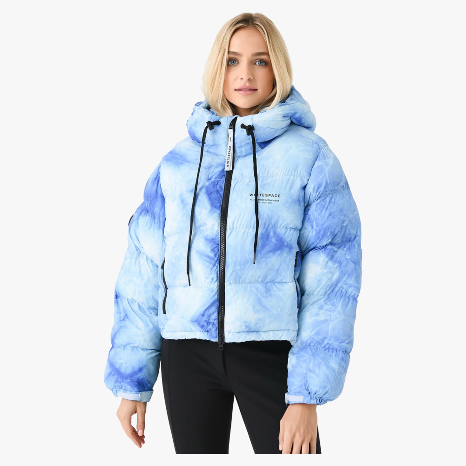 Whitespace Cropped Women's Puffer Jacket - Ice Blue/White - XS