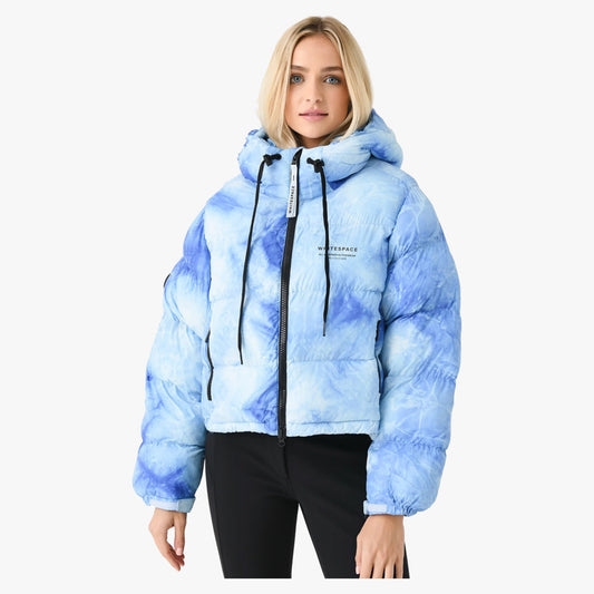 Whitespace Cropped Women's Puffer Jacket - Ice Blue/White - XS