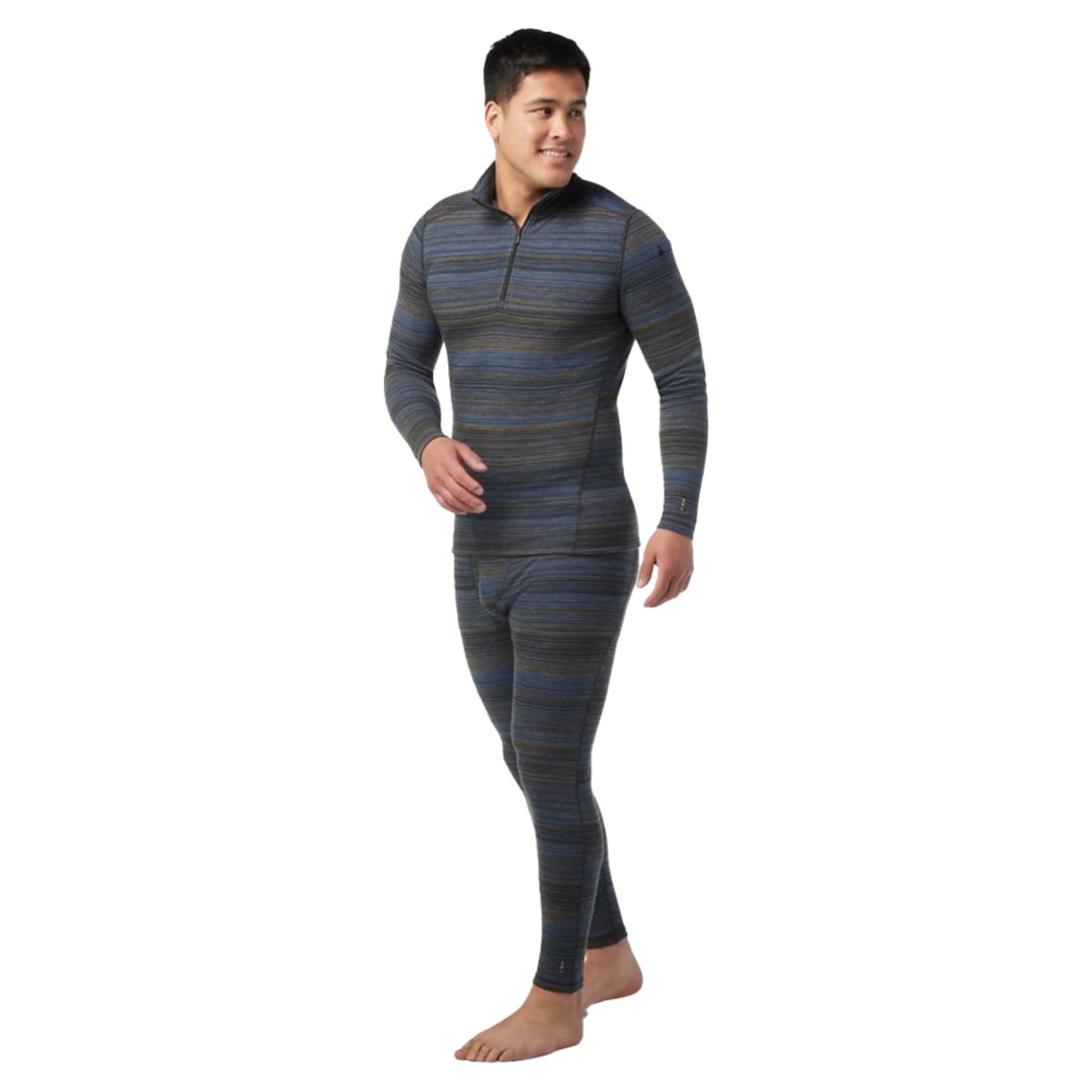 Smartwool Classic Thermal Merino Base Layer Men's Pattern 1/4 Zip - LAGUNA BLUE HEA - XXL